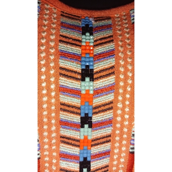 Miss Me Boho Beaded Top Orange Medium - Picture 3 of 4